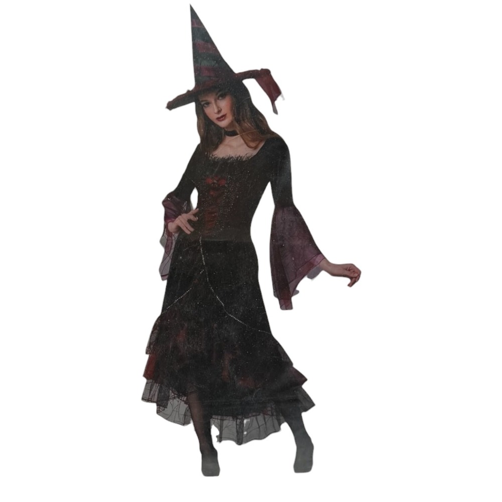Way to Celebrate Luxury Witch Halloween Costume Womens M 8/10 Black Red